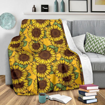 Cool Summer Sunflower Pattern Printed Fleece Blanket