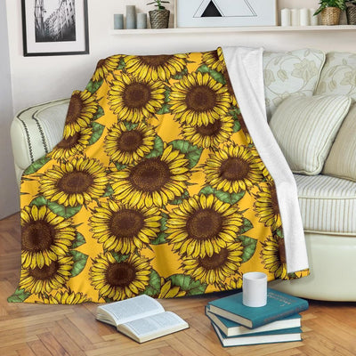 Cool Summer Sunflower Pattern Printed Fleece Blanket