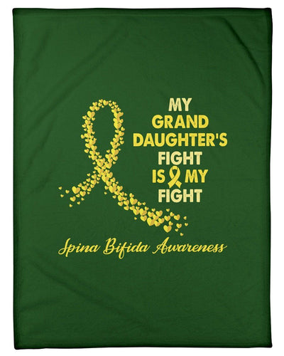 My Granddaughter's Fight Is My Fight Yellow Ribbon Bone Cancer Gifts Fleece Blanket