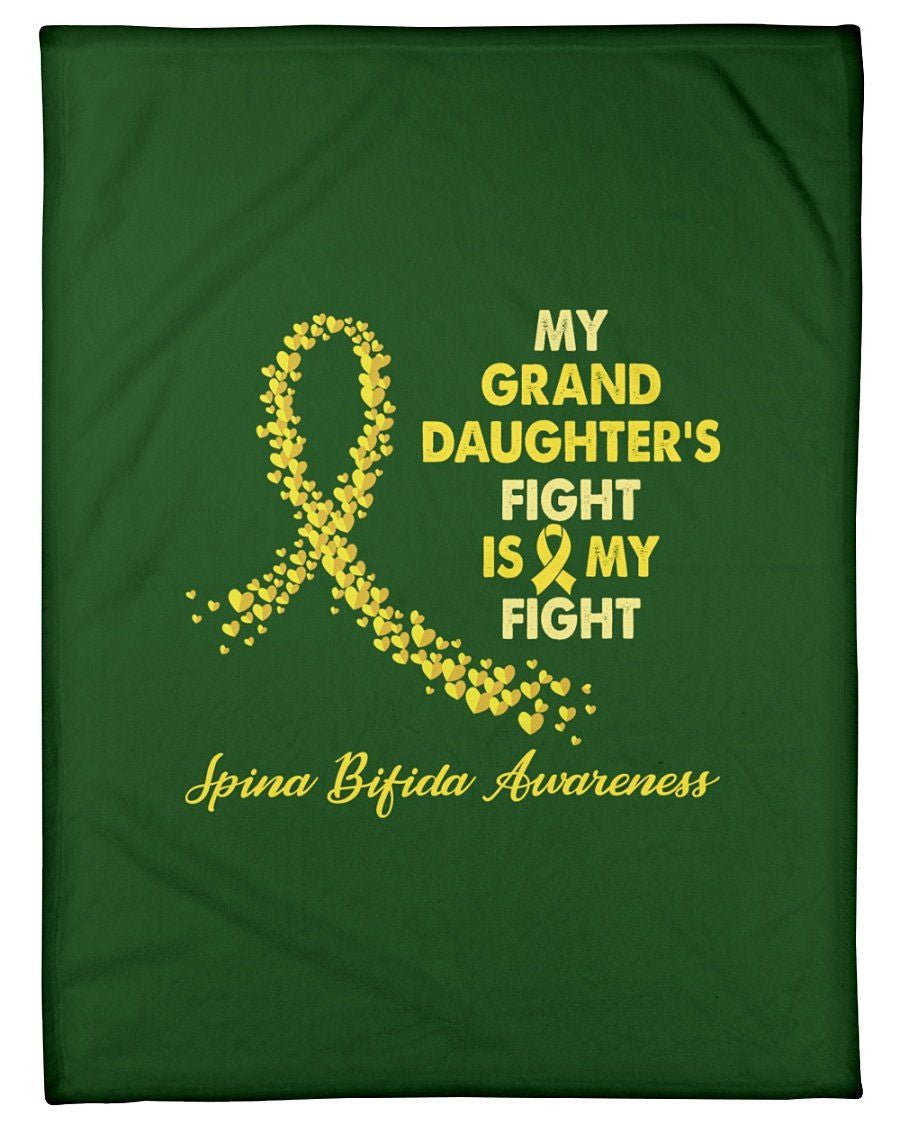 My Granddaughter's Fight Is My Fight Yellow Ribbon Bone Cancer Gifts Fleece Blanket