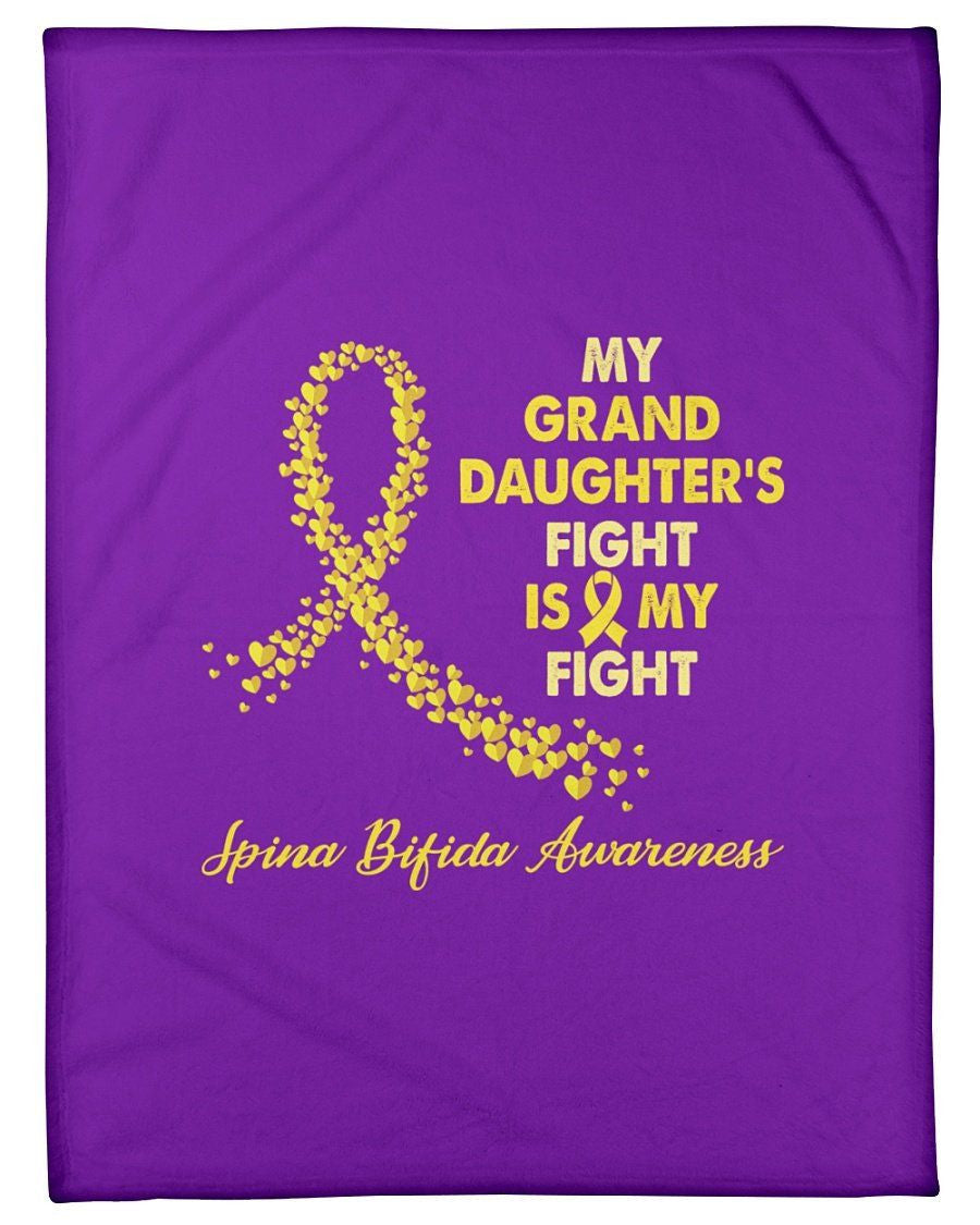 My Granddaughter's Fight Is My Fight Yellow Ribbon Bone Cancer Gifts Fleece Blanket