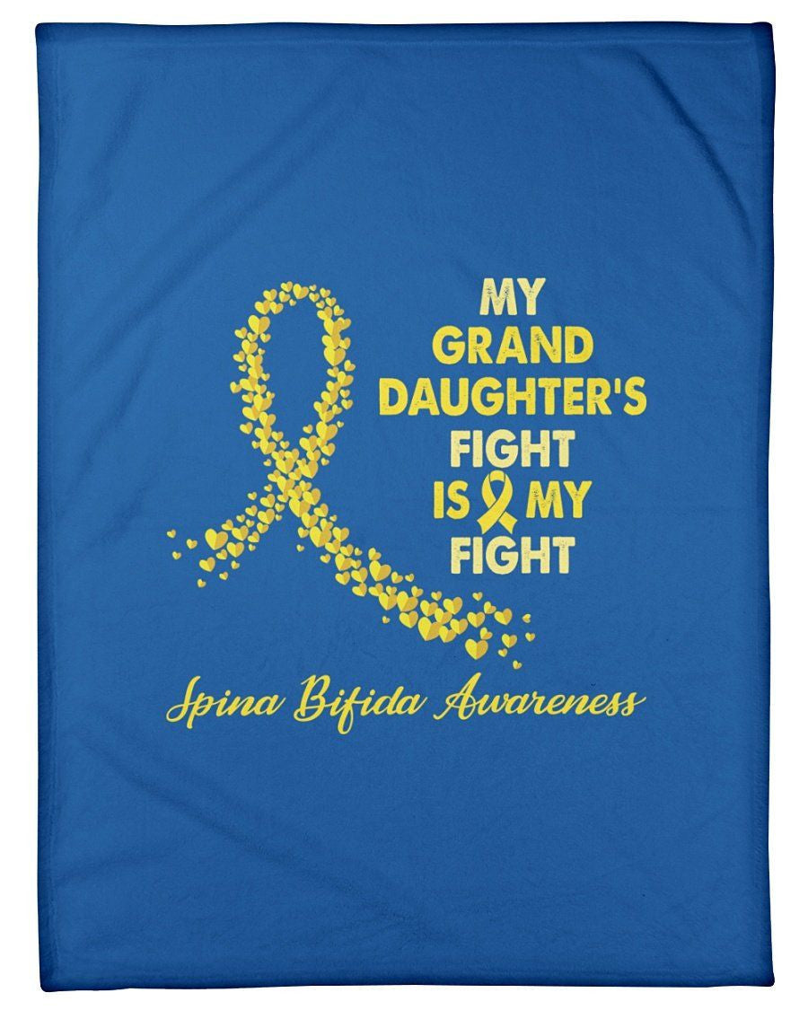 My Granddaughter's Fight Is My Fight Yellow Ribbon Bone Cancer Gifts Fleece Blanket