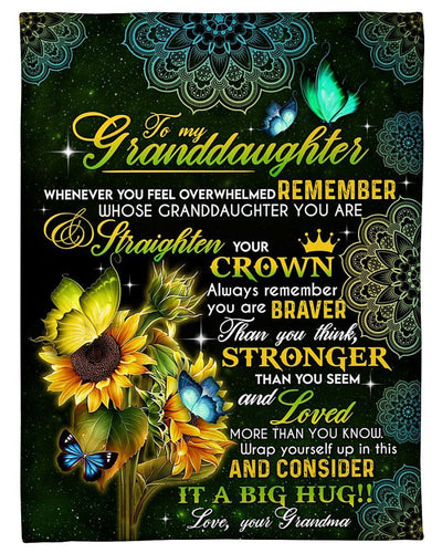 Grandma To Granddaughter Whose Granddaughter You Are Mandala Fleece Blanket Fleece Blanket
