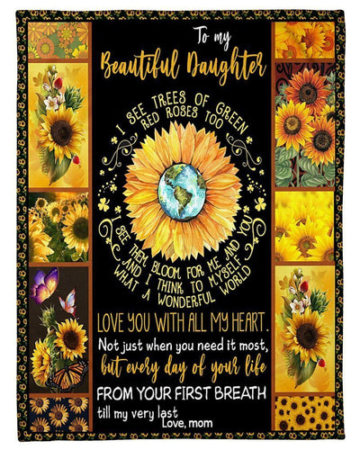Love You With All My Heart Lovely Message Gifts For Daughters Fleece Blanket