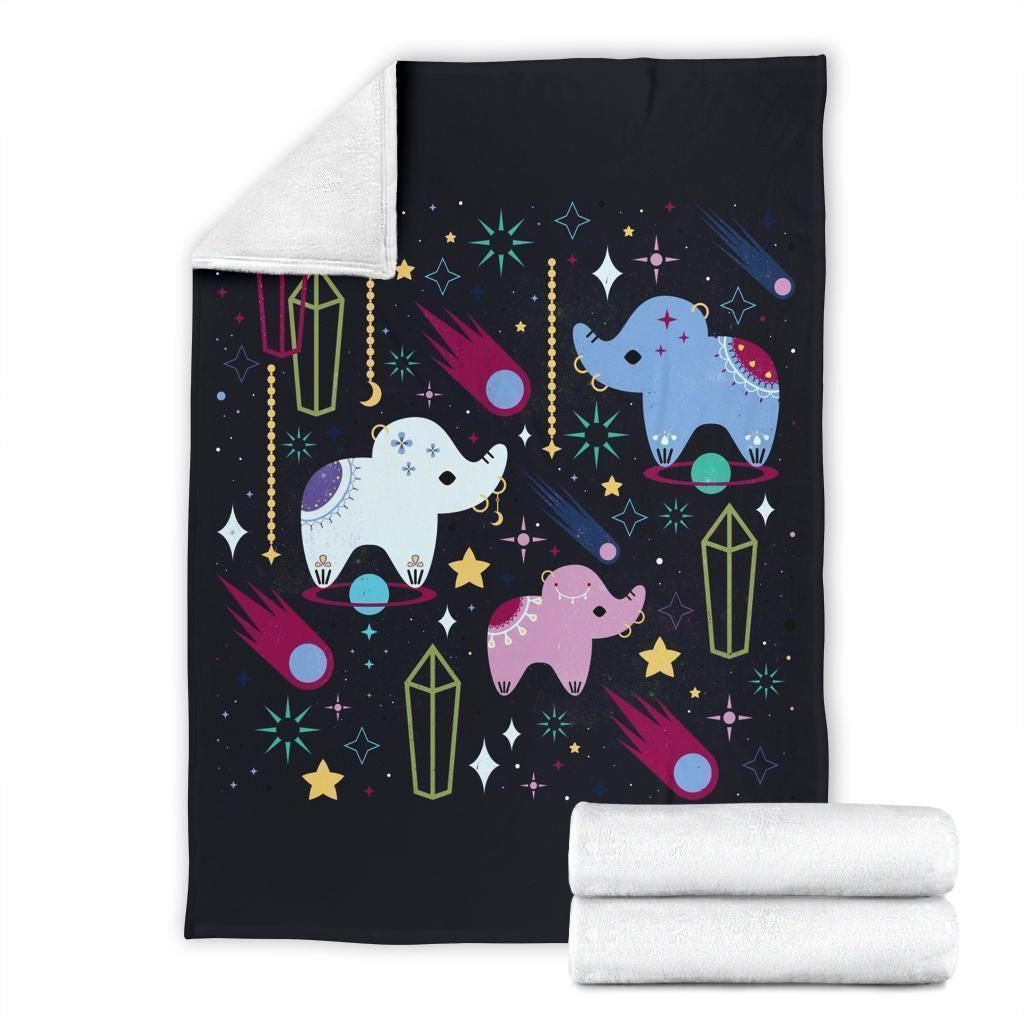 Cute Elephant Cartoon Style Printed Fleece Blanket