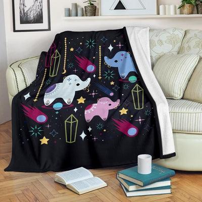 Cute Elephant Cartoon Style Printed Fleece Blanket