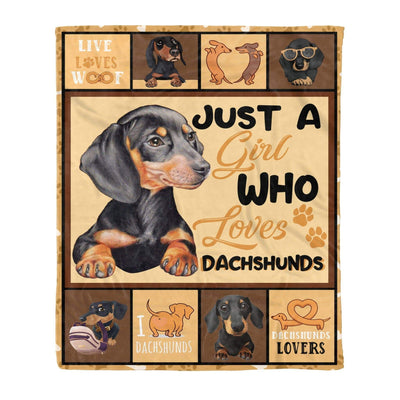 Girl Who Loves Dachshund Fleece Blanket Gift For Dog Lovers