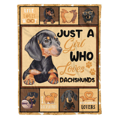 Girl Who Loves Dachshund Fleece Blanket Gift For Dog Lovers