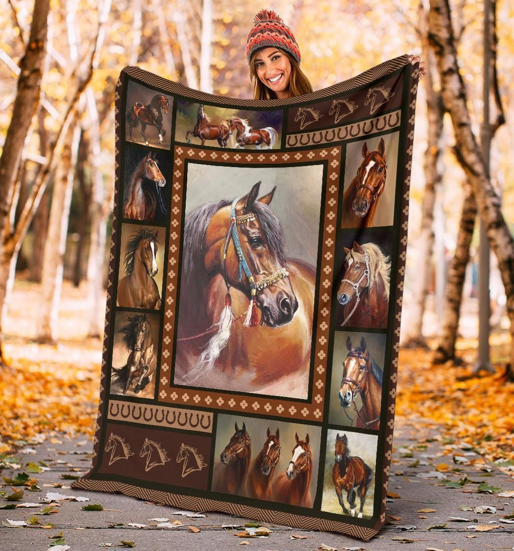 Native Horse Fleece Blanket Gift For Horse Lovers