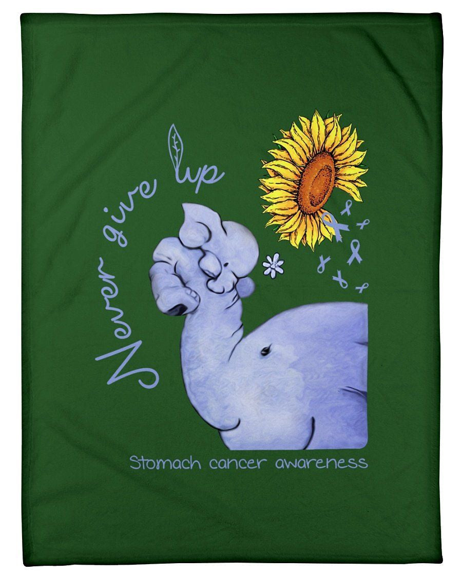 Elephant Sunflower Stomach Cancer Never Give Up Fleece Blanket