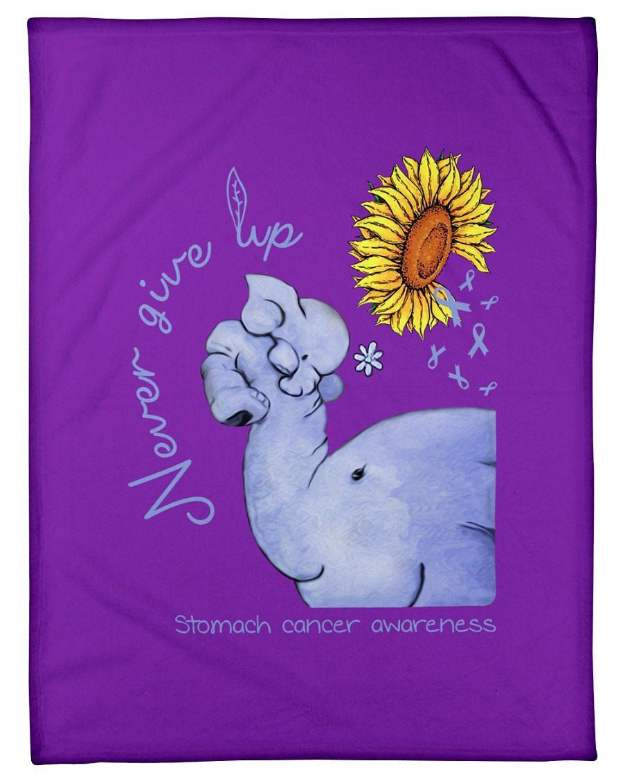 Elephant Sunflower Stomach Cancer Never Give Up Fleece Blanket