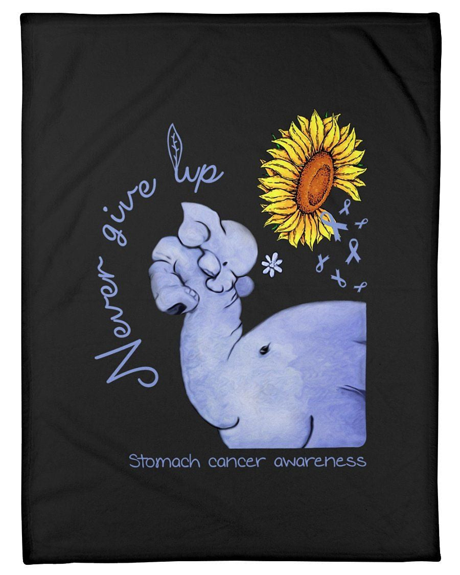 Elephant Sunflower Stomach Cancer Never Give Up Fleece Blanket