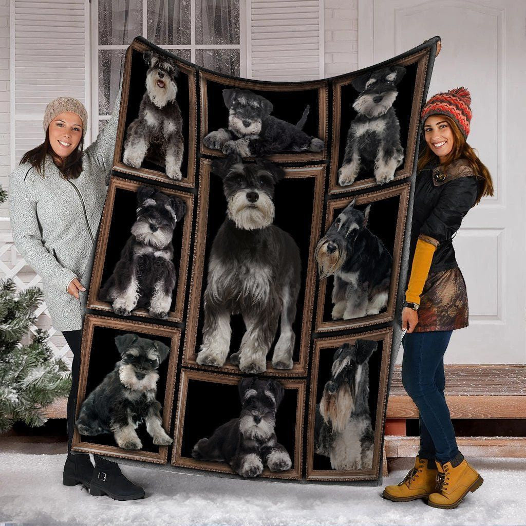 3d Schnauzer Dog For Dog Lovers Fleece Blanket