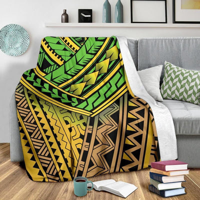 Aesthetic Polynesian Tribal Color Fleece Blanket