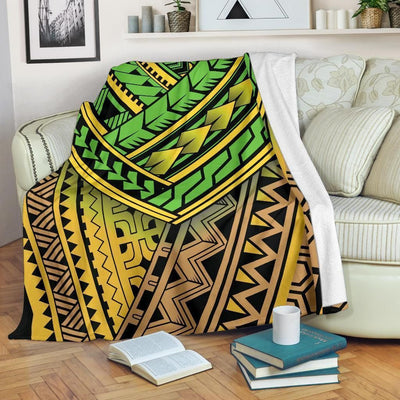 Aesthetic Polynesian Tribal Color Fleece Blanket