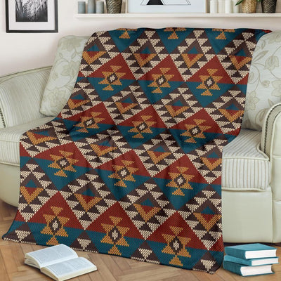Aesthetic Knit Aztec Tribal Pattern Printed Fleece Blanket