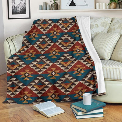 Aesthetic Knit Aztec Tribal Pattern Printed Fleece Blanket
