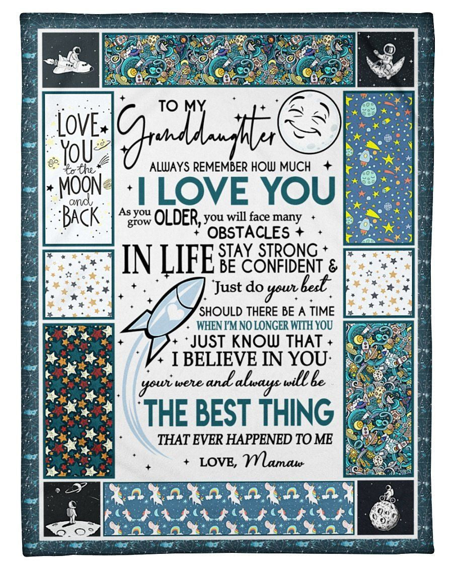 Love You To The Moon And Back Lovely Message From Mamaw Gifts For Granddaughters Fleece Blanket
