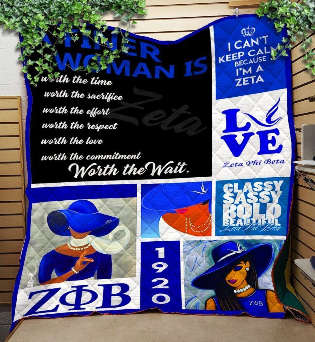 Zeta Phi Beta I Can't Keep Calm Quilt Blanket