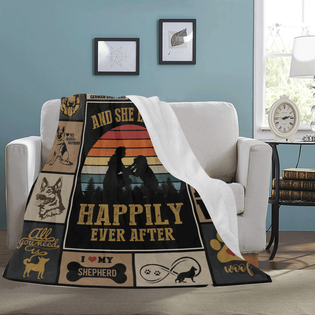 And She Lived Happily Ever After German Shepherd Dog Fleece Blanket