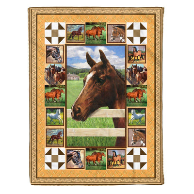 Beautiful Brown Horses Art Printed Fleece Blanket