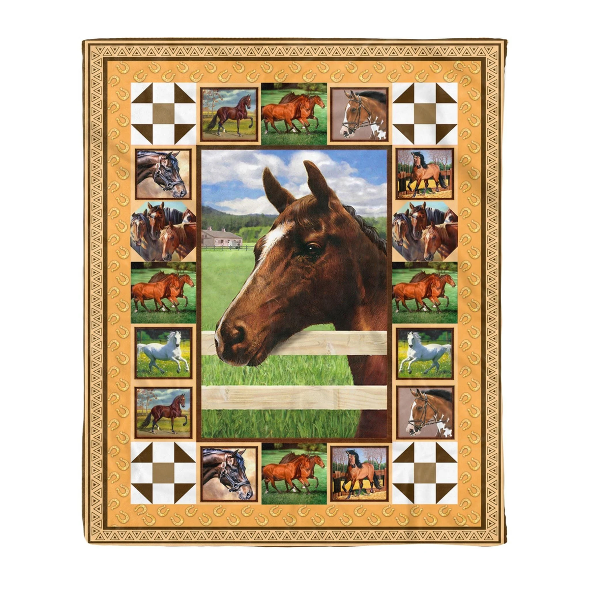 Beautiful Brown Horses Art Printed Fleece Blanket