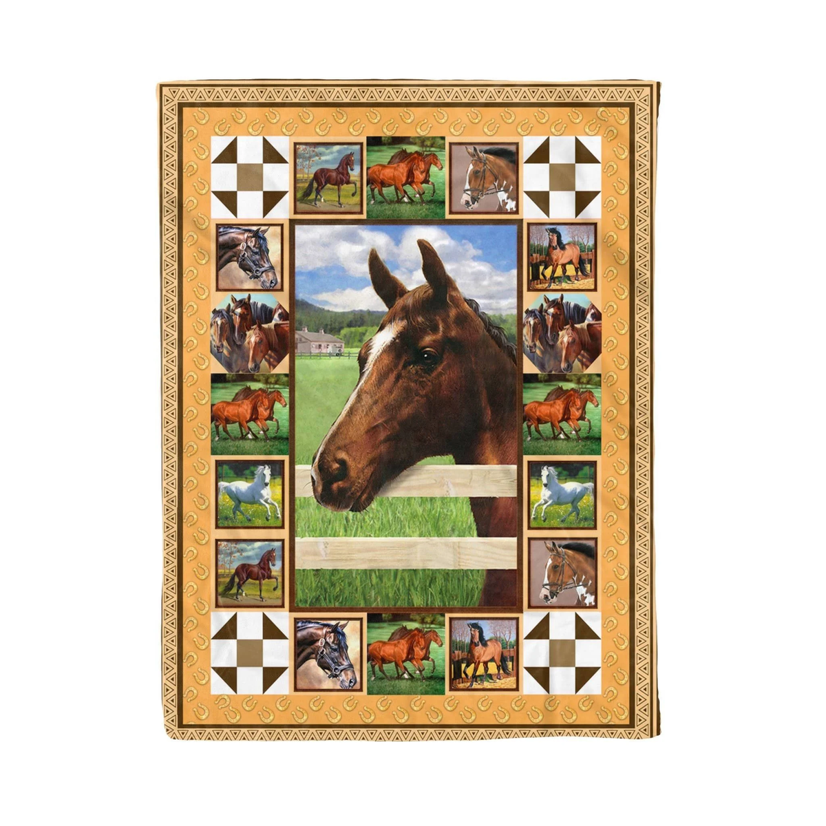 Beautiful Brown Horses Art Printed Fleece Blanket