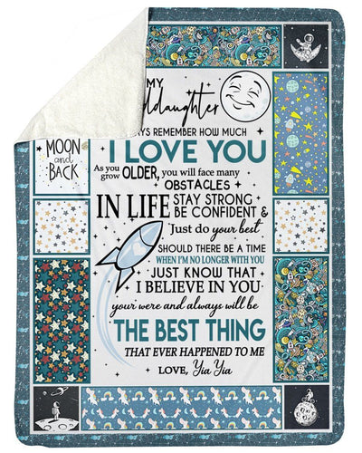 Love You To The Moon And Back Lovely Message From Yia Yia Gifts For Granddaughters Fleece Blanket