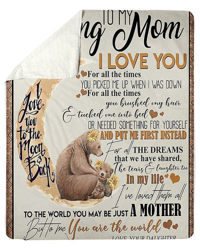 I Love You To The Moon And Back Great Gift From Daughter To Mom Fleece Blanket