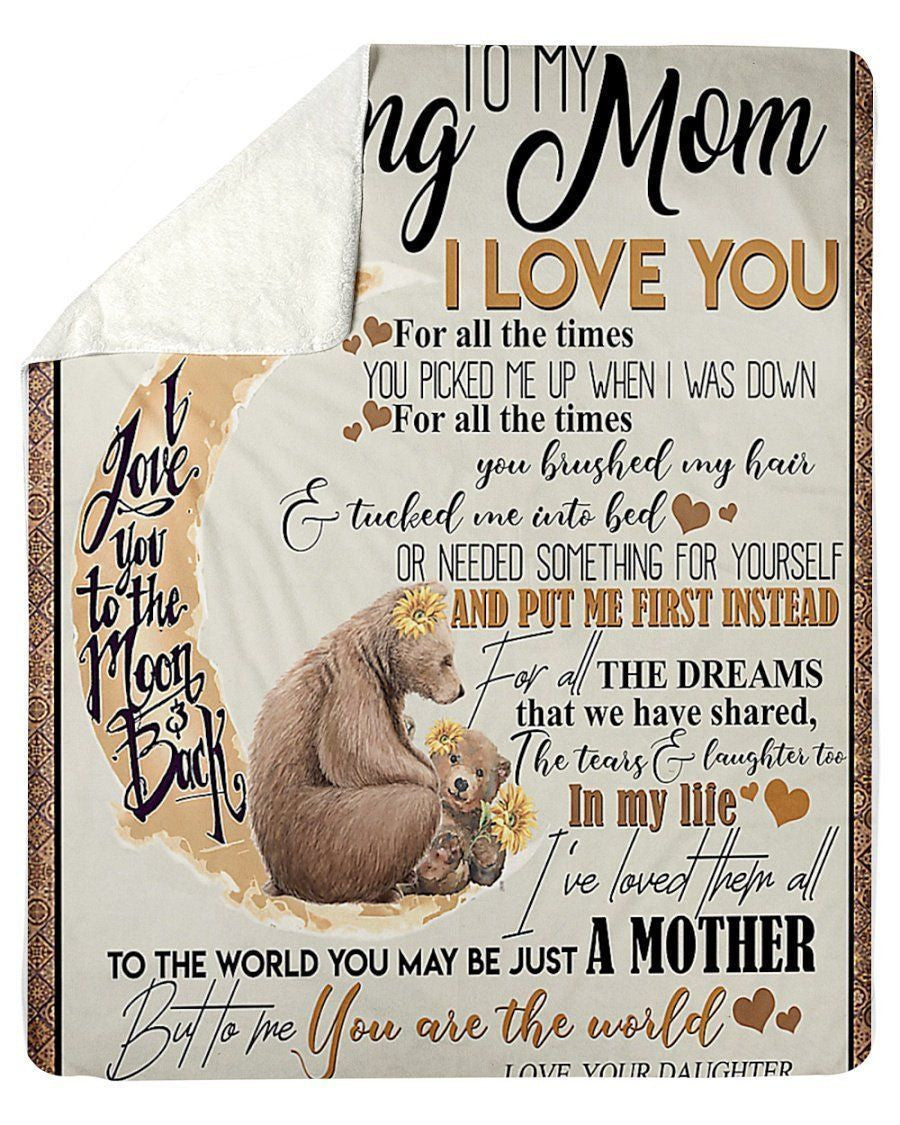 I Love You To The Moon And Back Great Gift From Daughter To Mom Fleece Blanket