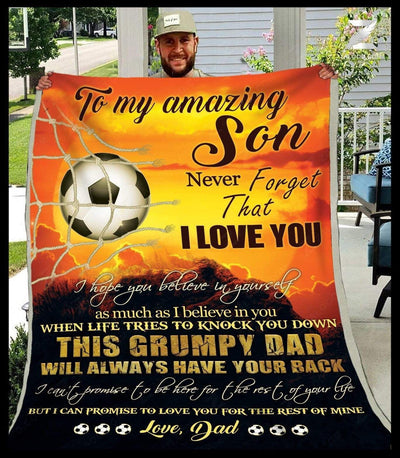 Soccer This Grumpy Dad Will Always Have Your Back Dad Gift For Son Blanket