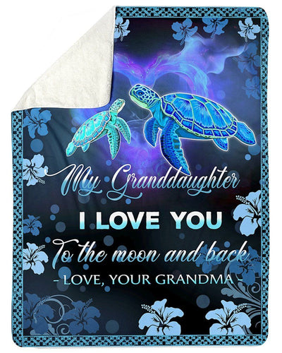 Grandma Gift For Granddaughter I Love You To The Moon And Back Fleece Blanket