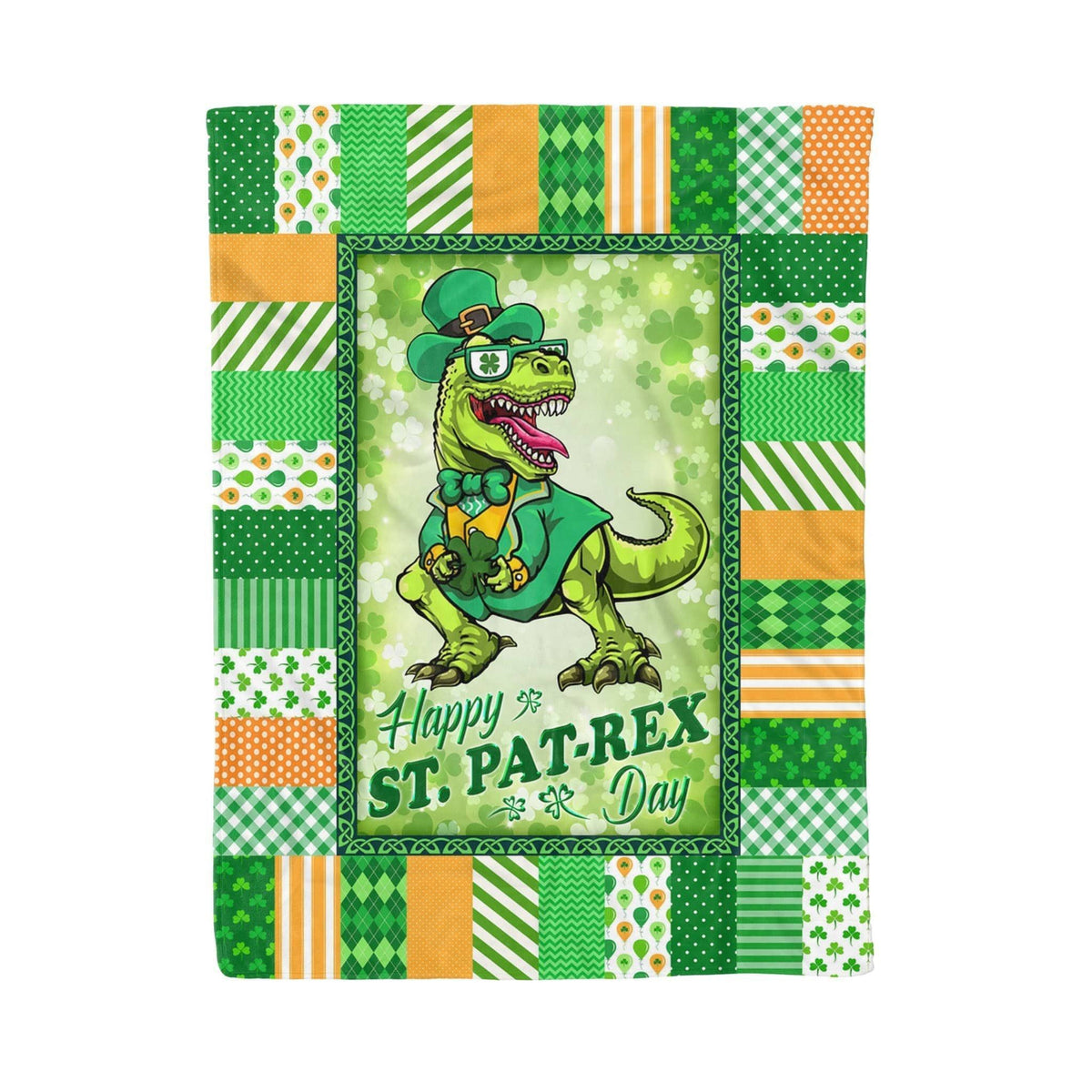 T Rex Roar Happy St Patrex Day Dinosaur Gift Printed Fleece Blanket