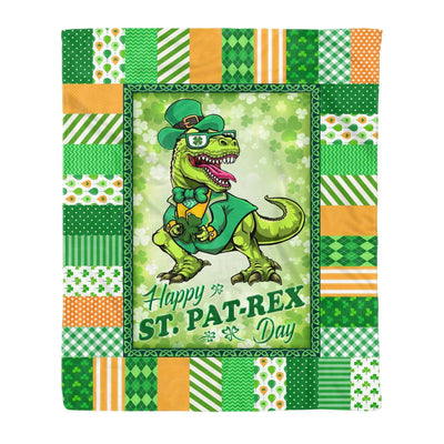 T Rex Roar Happy St Patrex Day Dinosaur Gift Printed Fleece Blanket