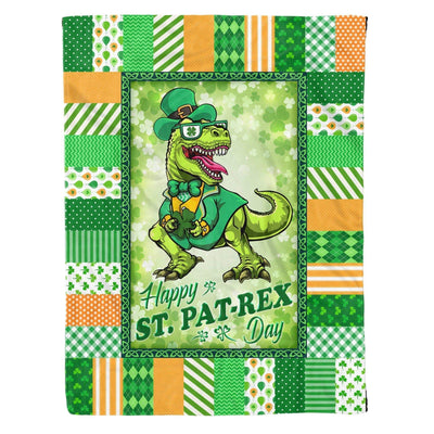 T Rex Roar Happy St Patrex Day Dinosaur Gift Printed Fleece Blanket