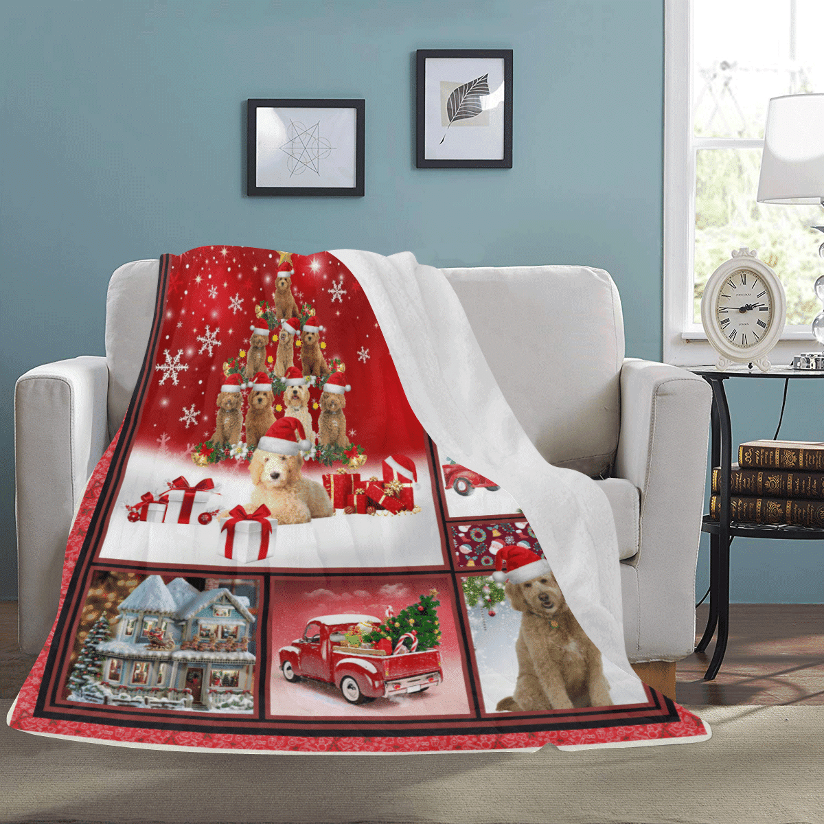 3d Goldendoodle Christmas Tree Xmas Fleece Blanket