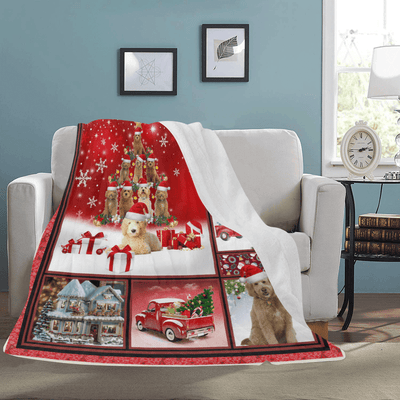 3d Goldendoodle Christmas Tree Xmas Fleece Blanket