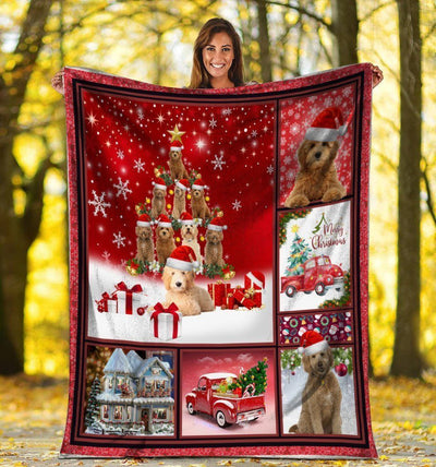 3d Goldendoodle Christmas Tree Xmas Fleece Blanket