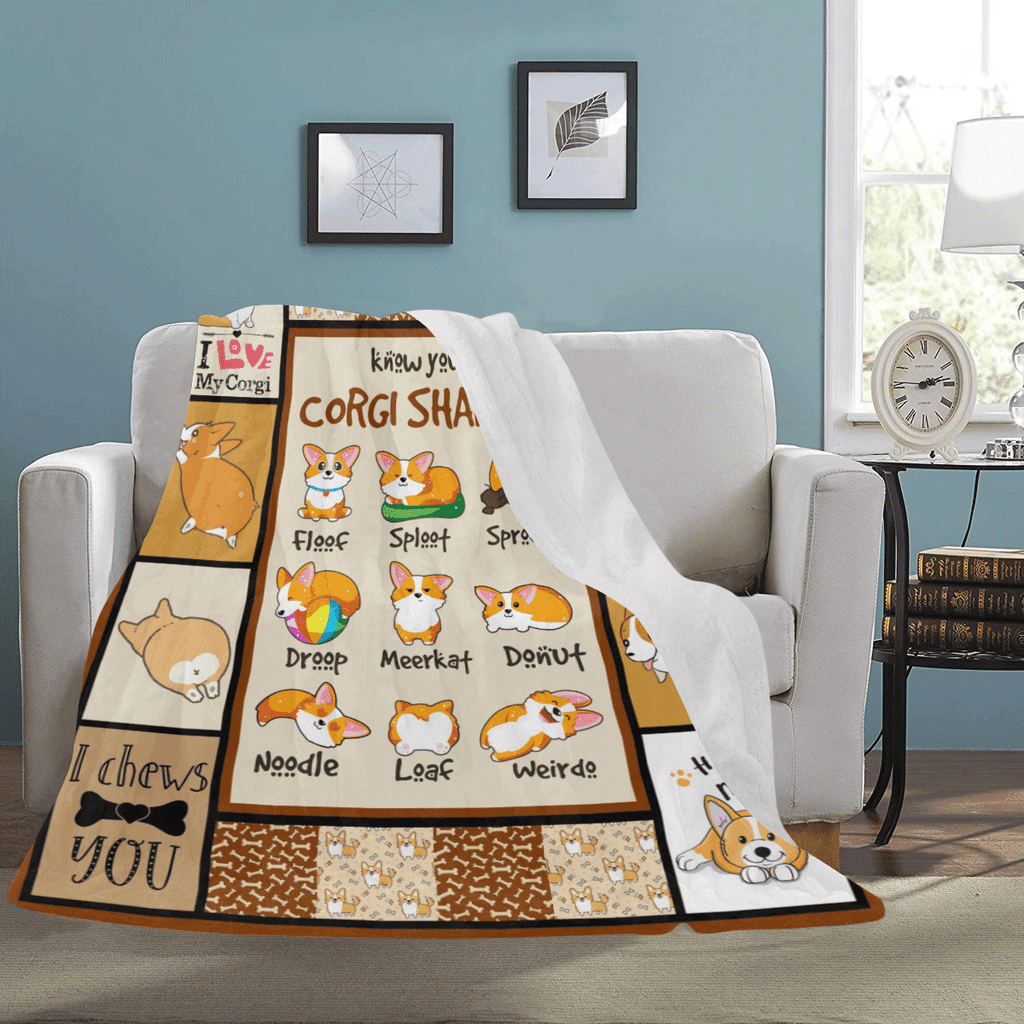 Funny Know Your Corgi Shapes Cute Welsh Dog Lover Gift Fleece Blanket