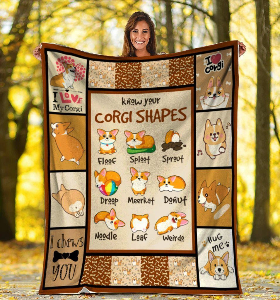 Funny Know Your Corgi Shapes Cute Welsh Dog Lover Gift Fleece Blanket