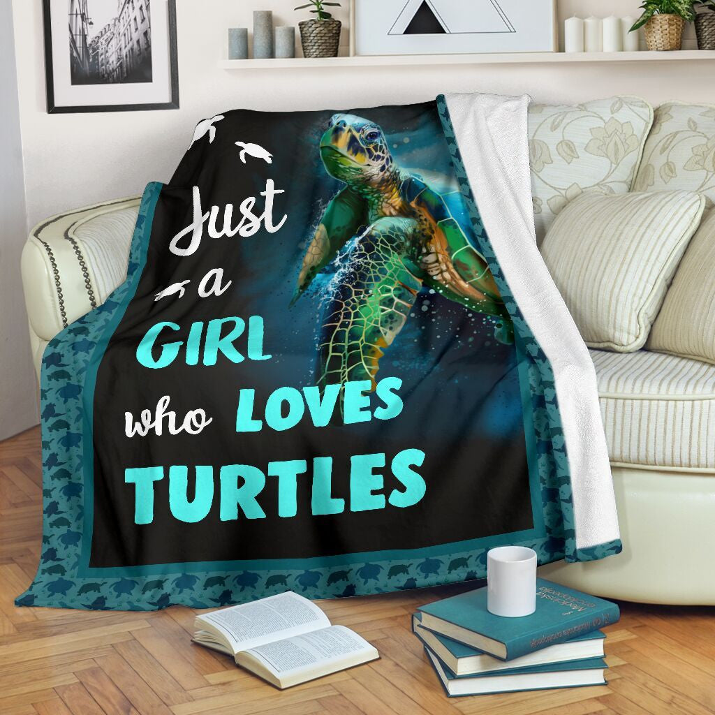 Just A Girl Who Loves Turtles Fleece Blanket Fleece Blanket