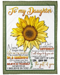 Sunflower Mom To Daughter You Are My Sunshine Fleece Blanket