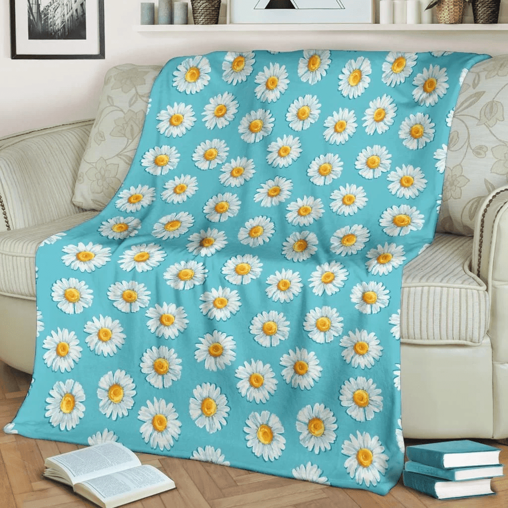 Mini Daisy Pattern Print Design Fleece Blanket