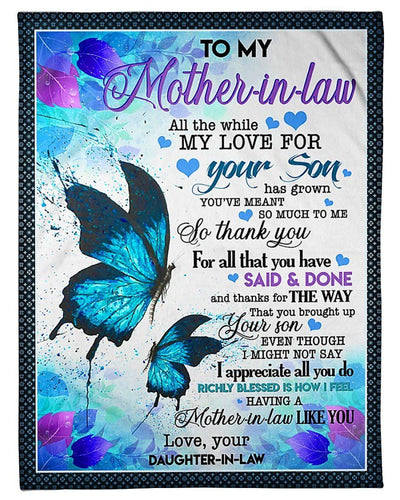 I Appreciate All You Do Butterflies To Mother In Law Fleece Blanket Fleece Blanket