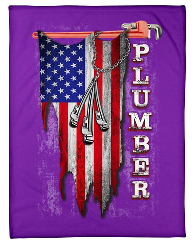 Plumber Usa Flag Gift Fleece Blanket