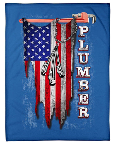 Plumber Usa Flag Gift Fleece Blanket