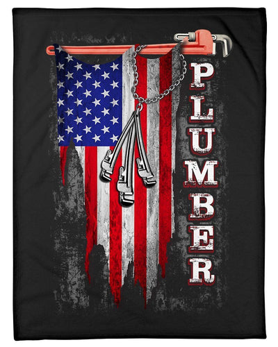 Plumber Usa Flag Gift Fleece Blanket