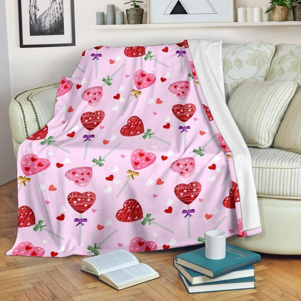 Lollipop Pattern Print Design Pink And Red Fleece Blanket