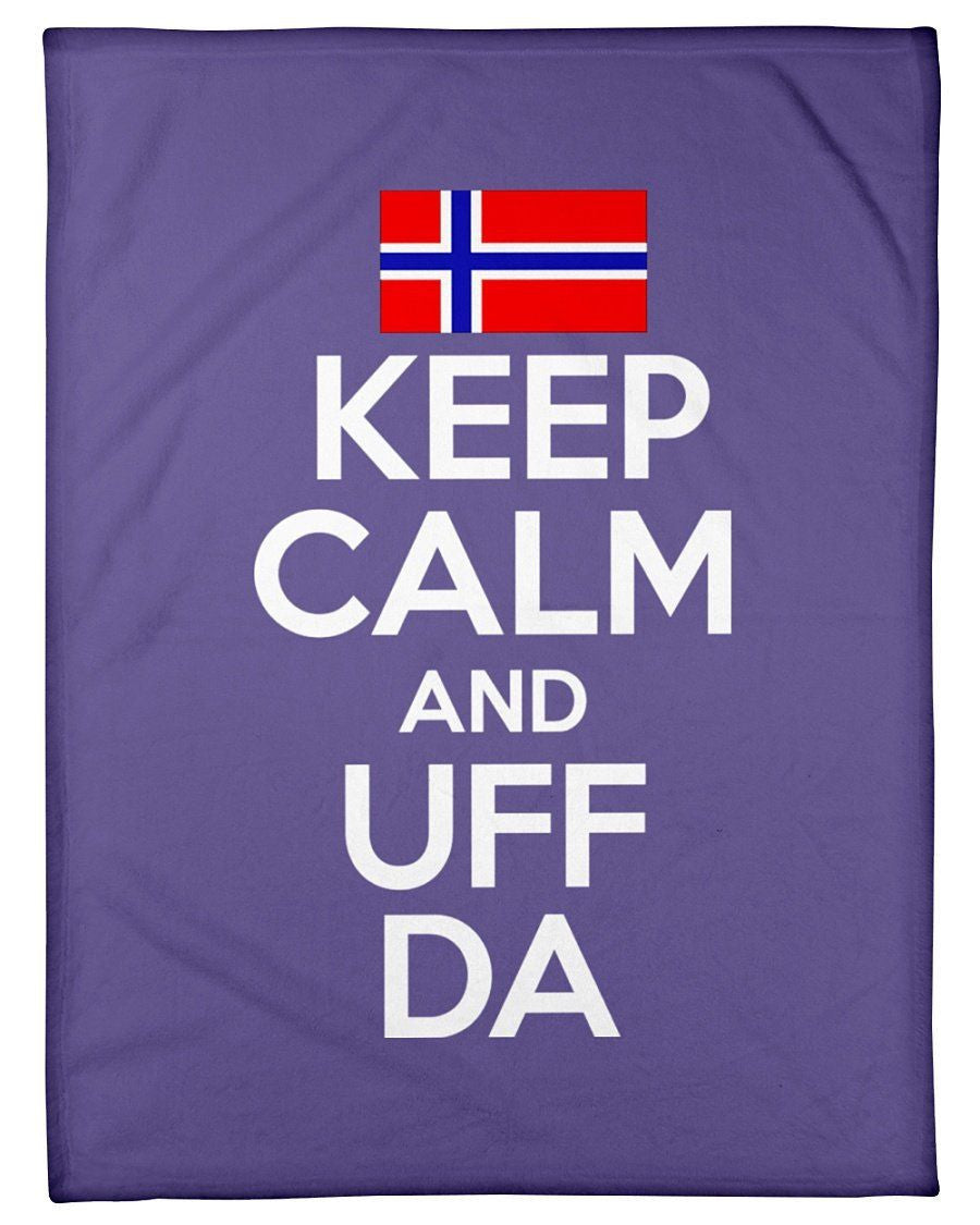 Keep Calm And Uff Da Custom Gift For Friends Fleece Blanket