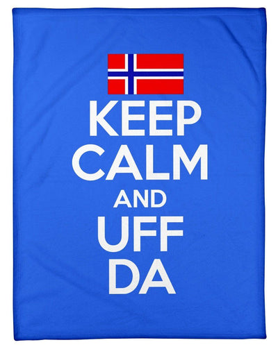 Keep Calm And Uff Da Custom Gift For Friends Fleece Blanket
